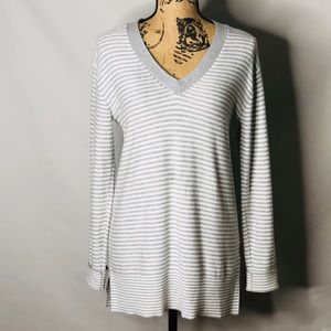 TOMMY HILFIGER white/grey striped sweater size S